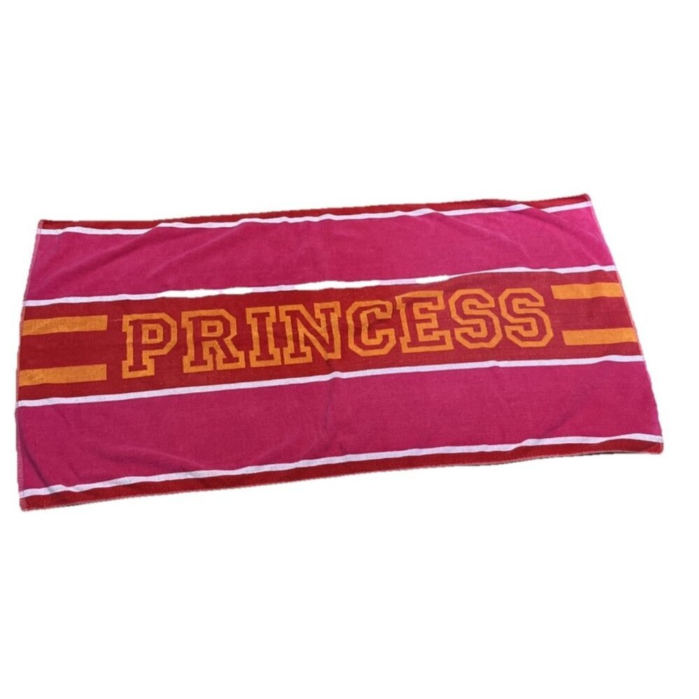 Vintage Jay Franco Beach Towel Princess Striped Pink Red Orange 30” X 58…